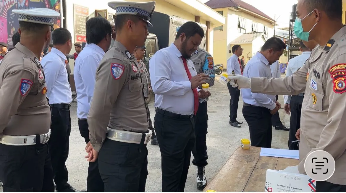 Polres Aceh Tengah Gelar Tes Urine Mendadak, Pastikan Personel Bebas Narkoba