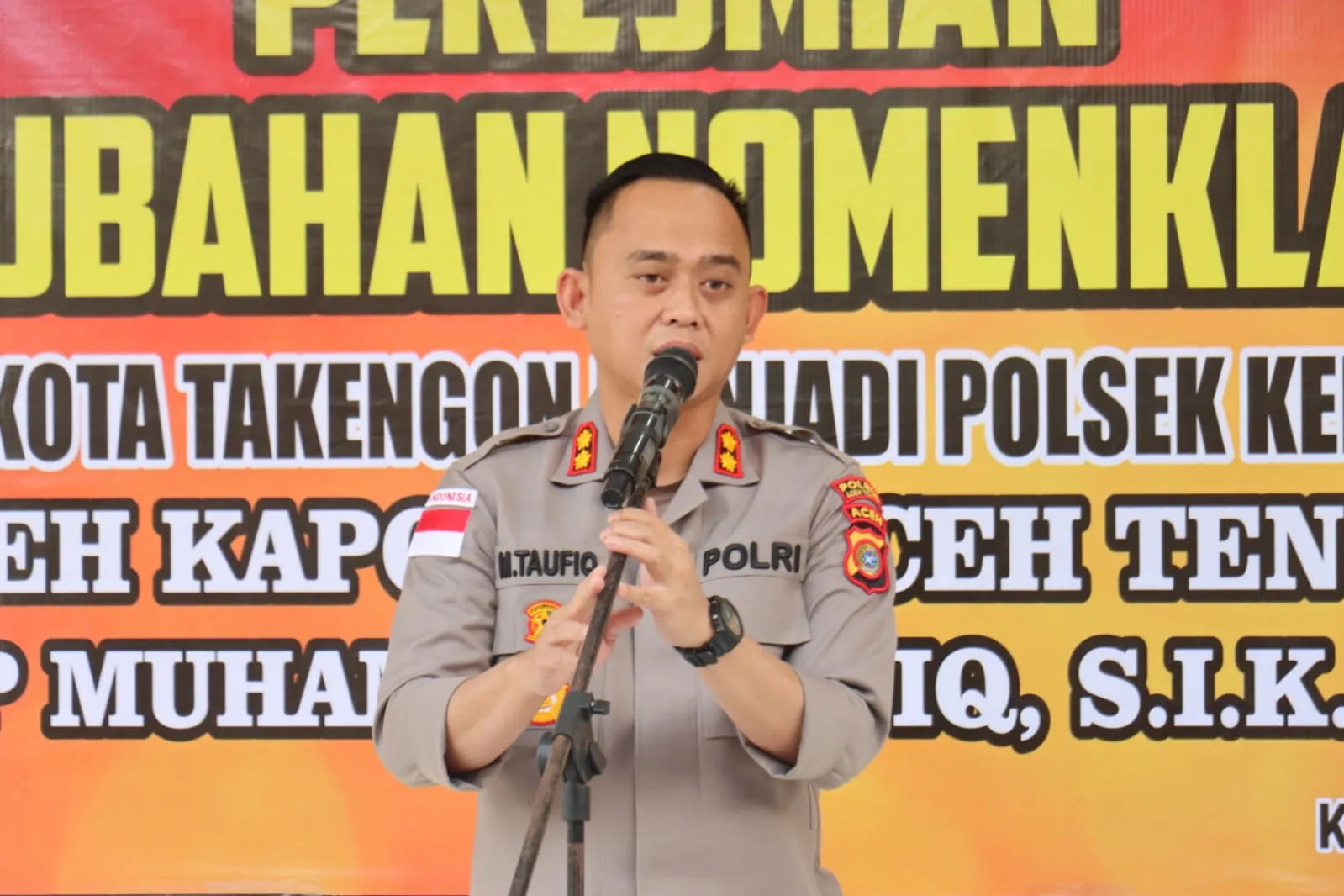 Kapolres Aceh Tengah Resmikan Perubahan Nomenklatur Polsek Kota Takengon Menjadi Polsek Kebayakan