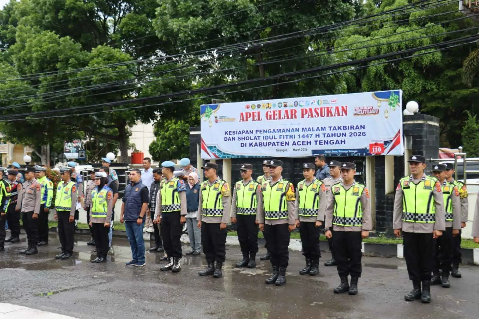 Kapolres Pimpin Apel Kesiapan Pengamanan Malam Takbiran dan Shalat Idul Fitri di Aceh Tengah