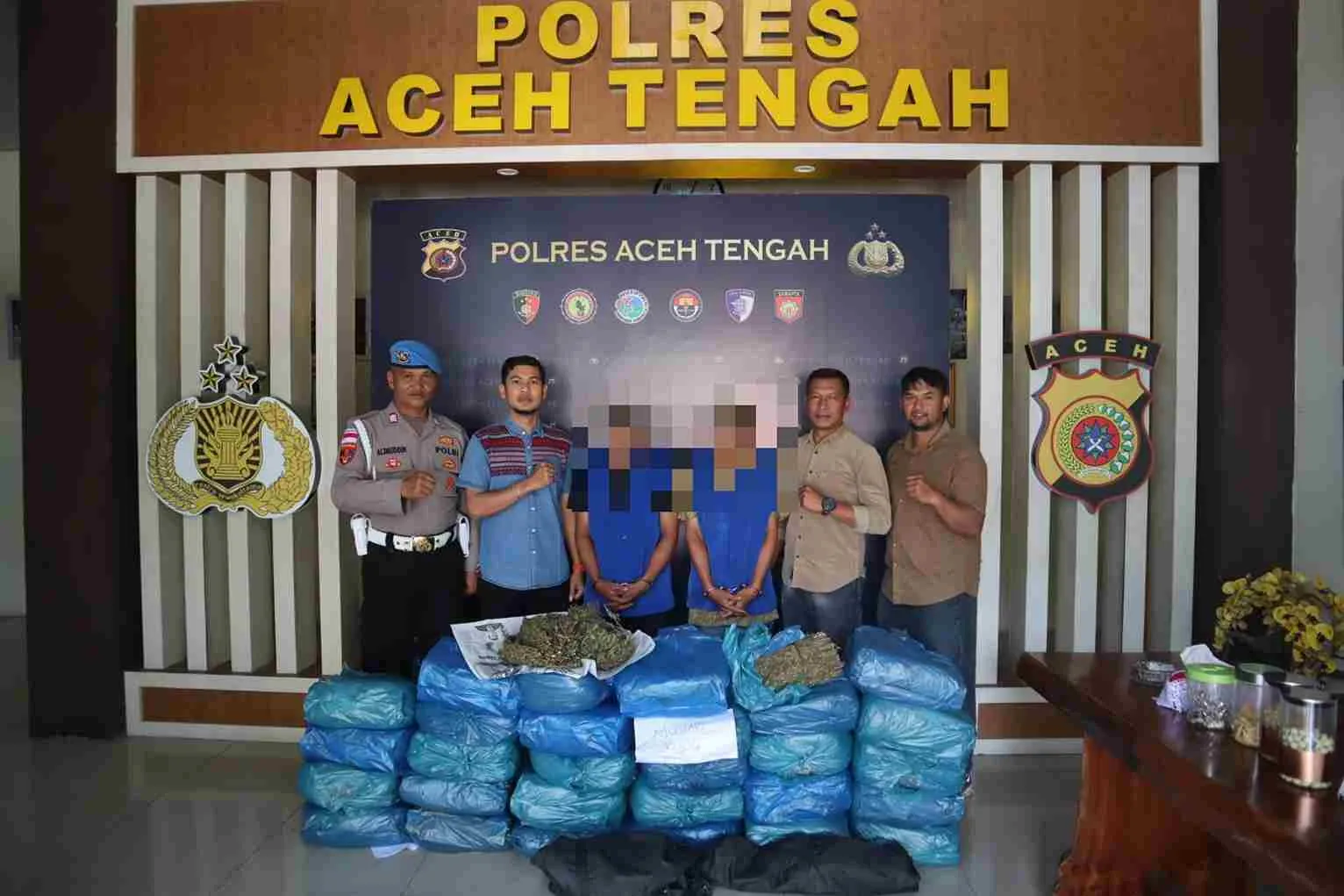 Gagalkan Peredaran 62 Kilogram Ganja, Satresnarkoba Polres Aceh Tengah Ringkus Dua Pelaku