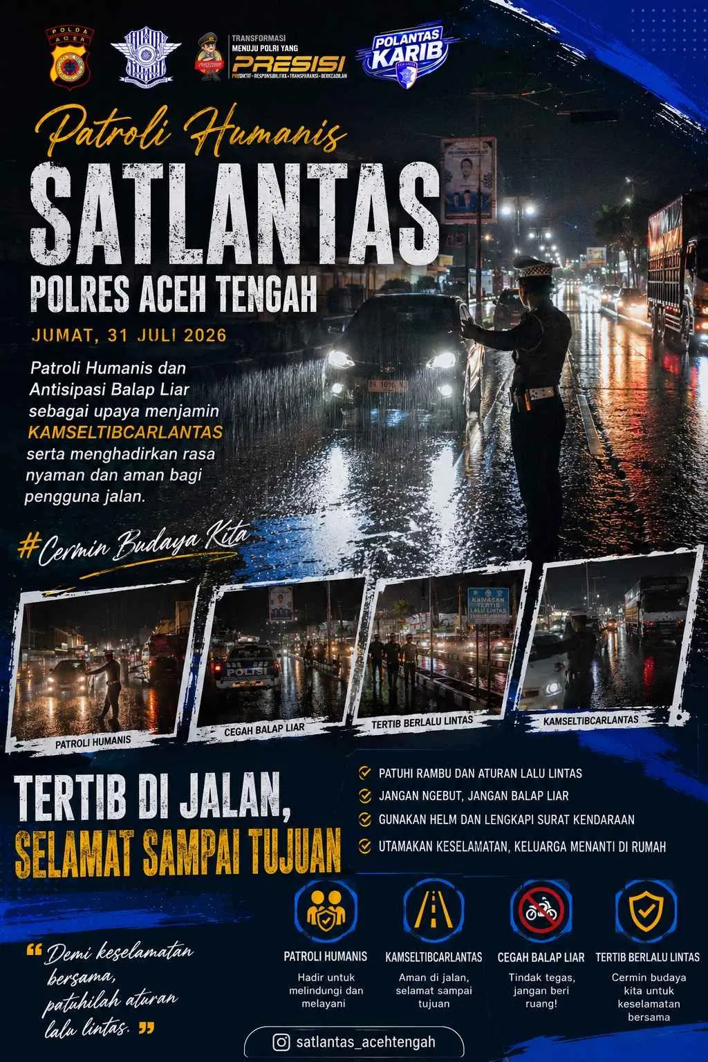 Satlantas Polres Aceh Tengah Gencarkan Patroli Humanis, Ciptakan Rasa Aman dan Tertibkan Knalpot Brong