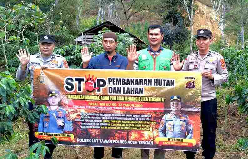 Cegah Karhutla, Polsek Lut Tawar Polres Aceh Tengah Gencarkan Patroli dan Sosialisasi
