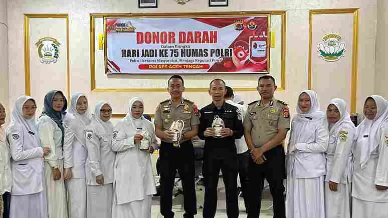 Peduli Kemanusiaan, Polres Aceh Tengah Gelar Donor Darah pada Hari Jadi ke-75 Humas Polri