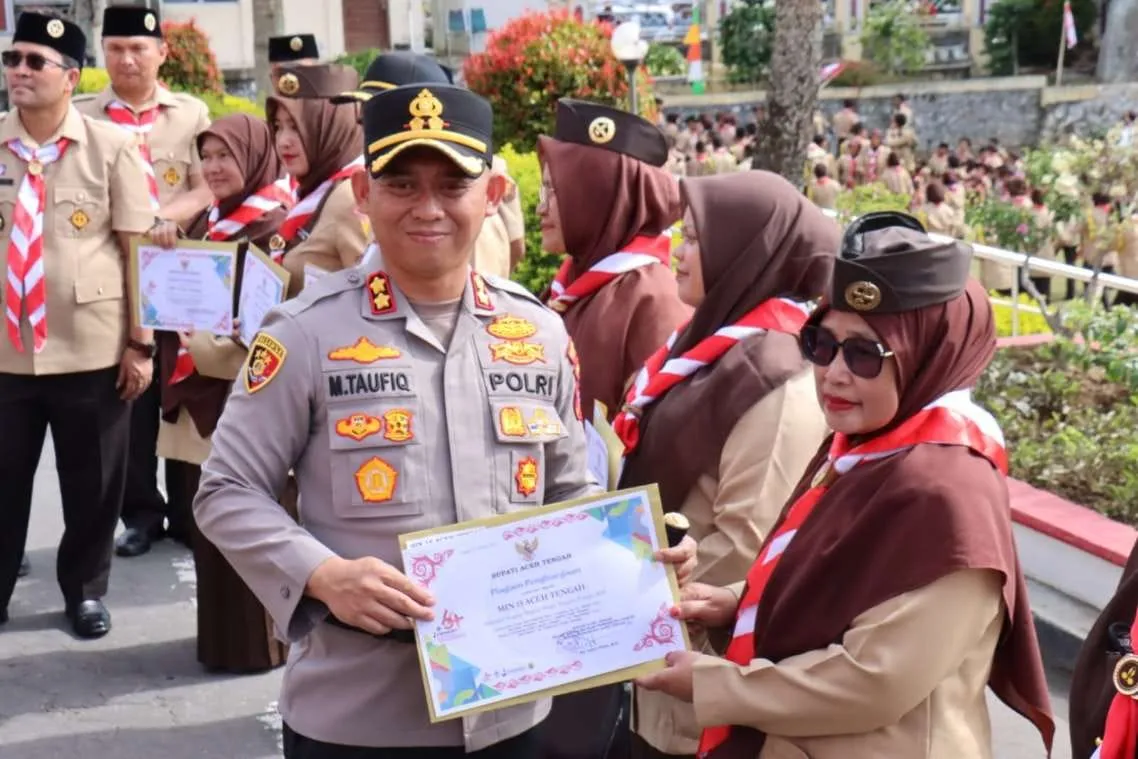 Kapolres Aceh Tengah Ikuti Upacara Hari Pramuka ke-64, Momentum Perkuat Karakter Generasi Muda