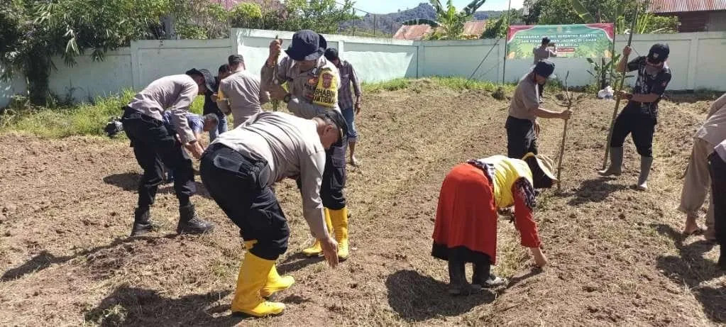 Polsek Lut Tawar Bersama Warga Tanam Jagung Serentak Kuartal III diLahan Perhutanan Sosial Kampung Pedemun One One