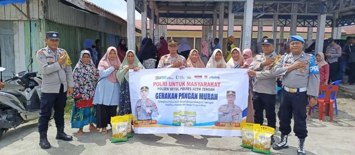 Polres Aceh Tengah Salurkan 15 Ton Beras SPHP Lewat Gerakan Pangan Murah Sambut HUT ke-80 RI