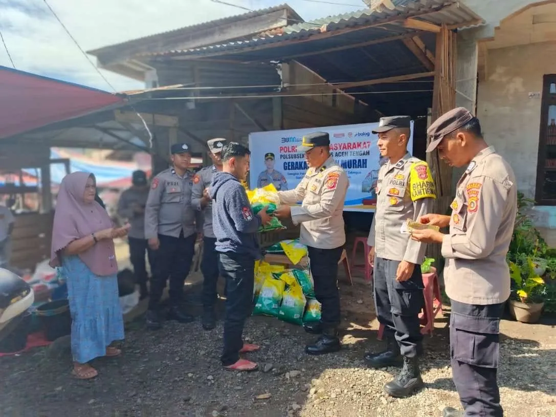 Gerakan Pangan Murah Sambut HUT RI ke-80 di Rusip Antara, Polres Aceh Tengah Salurkan Beras Premium Bersama Bulog