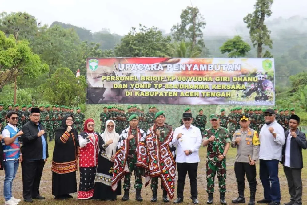 Kapolres Aceh Tengah Hadiri Upacara Penyambutan Personel Brigif 90 dan Yonif TP 854