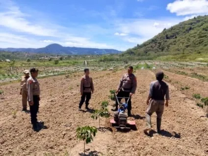 Polsek Jagong Dukung Ketahanan Pangan, Laksanakan Pematangan Lahan untuk Tanam Jagung
