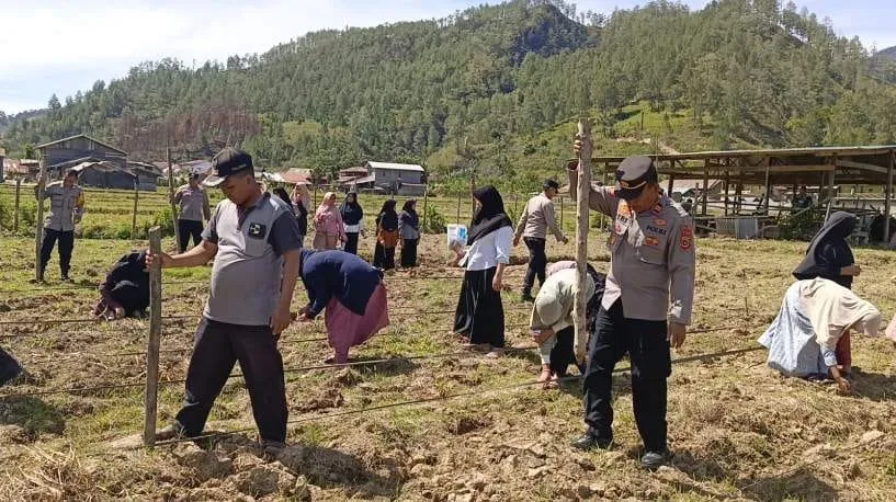 Polsek Bintang Bersama Pesantren Al-Hasaniah Tanam Jagung, Dukung Ketahanan Pangan Nasional